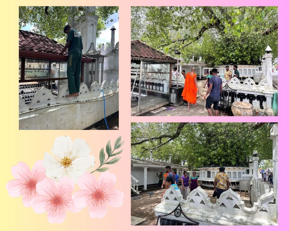 වස් පිනකම් සදහා පන්සල පිරිසිදු කිරීම.